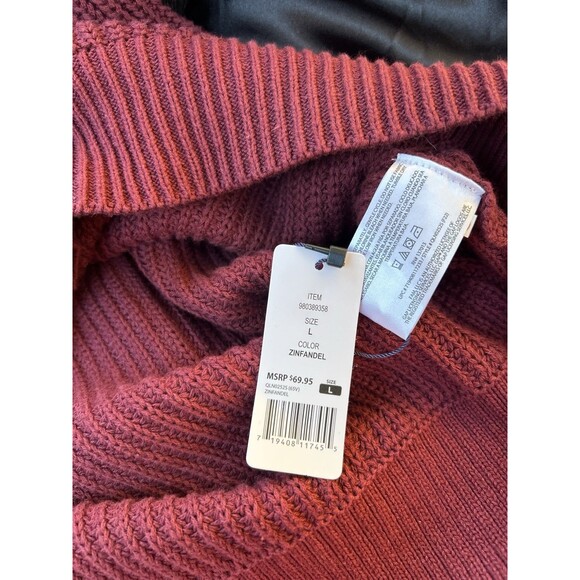 NWT Gap Shaker Stitch Chunky Knit Size L Boyfriend Grandpa Cardigan Burgundy - Picture 11 of 11